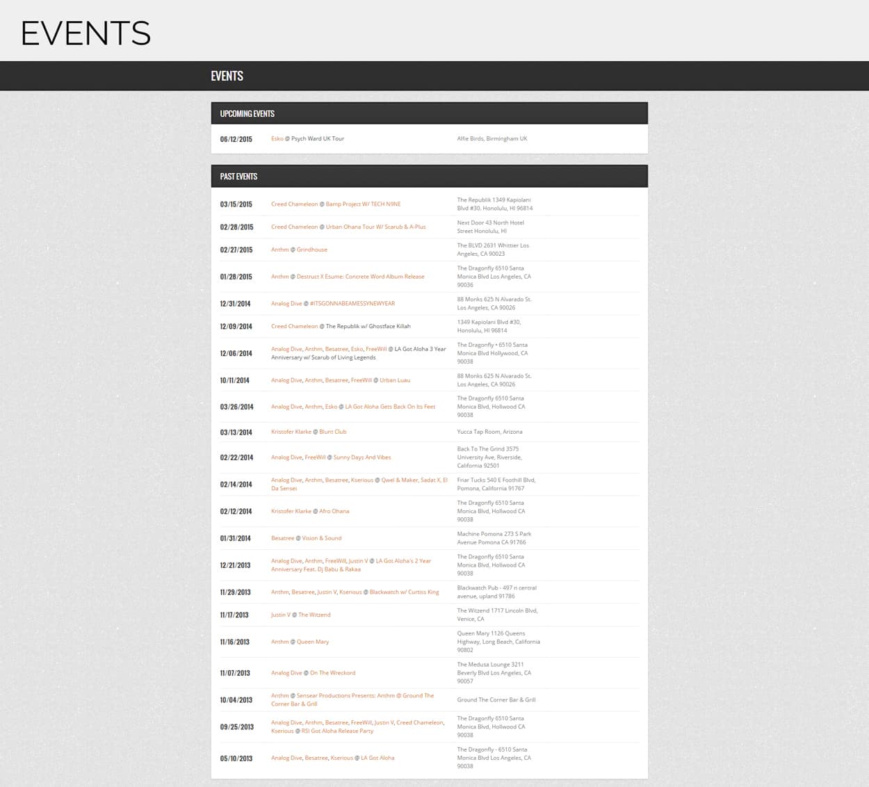 risingsons independent - website design - events