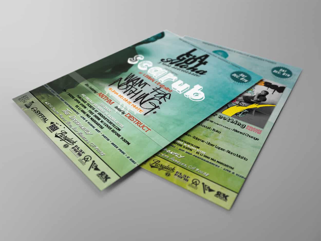 scarub - want for nothing - flyer design