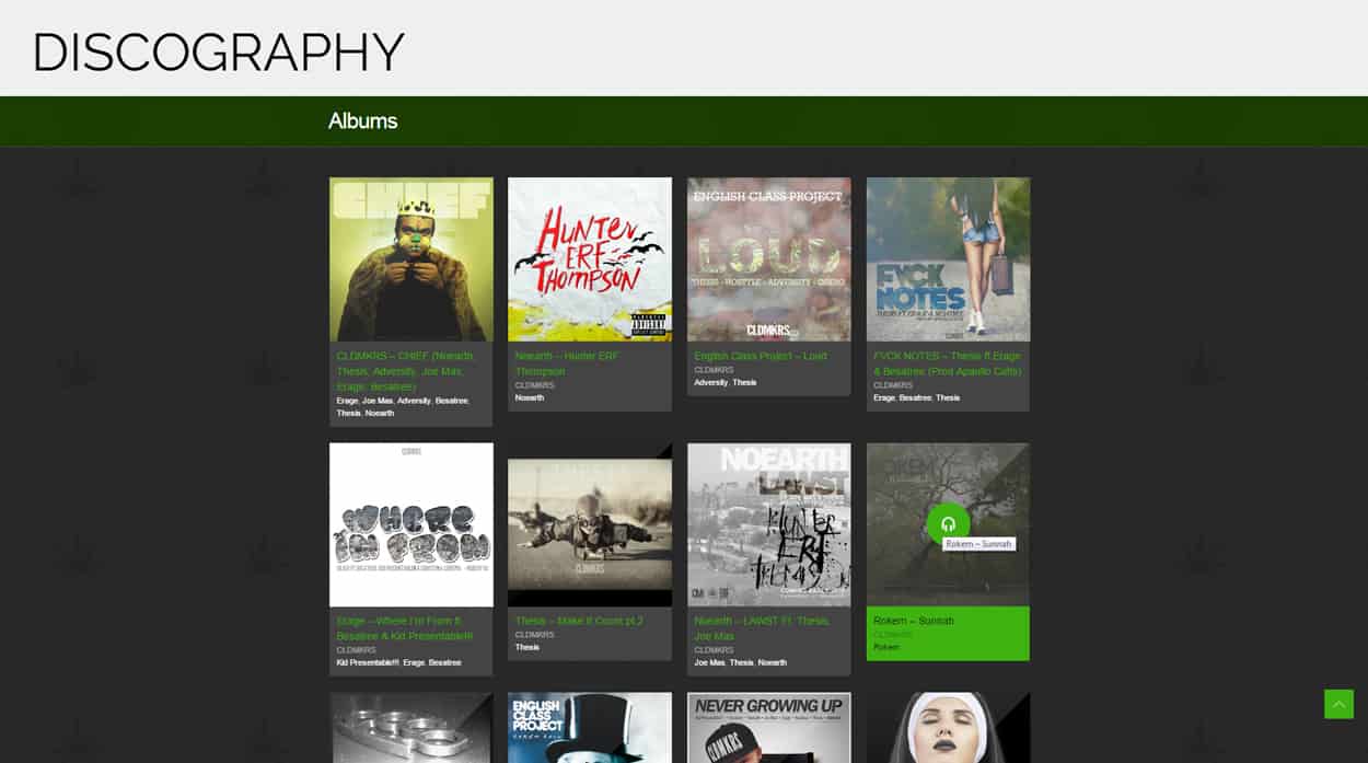 cldmkrs - website design - discography