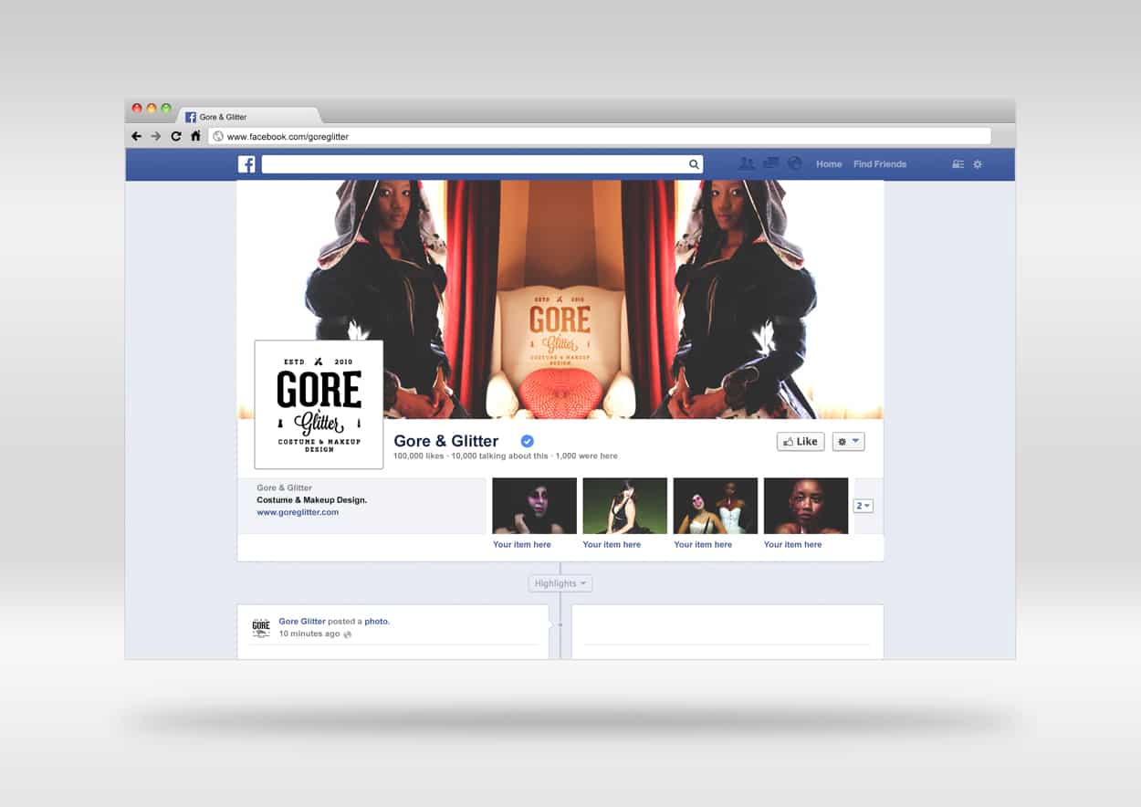 gore and glitter - facebook header design