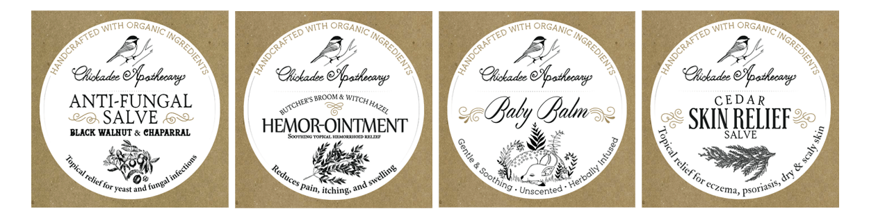 chickadee apothecary - label design - salve