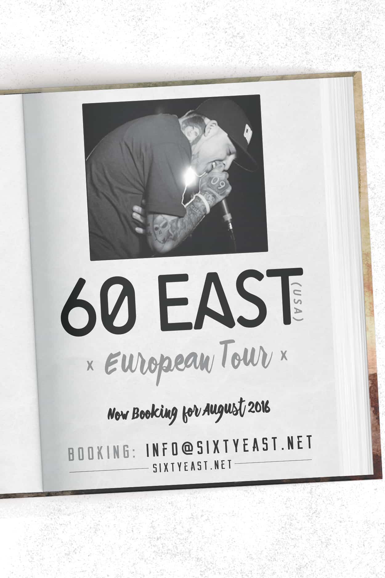60east - european booking - flyer design