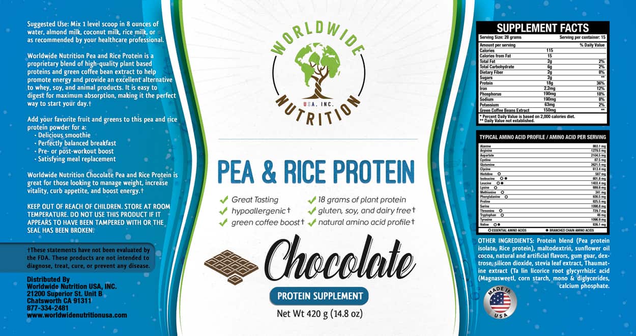 worldwide nutrition - label design
