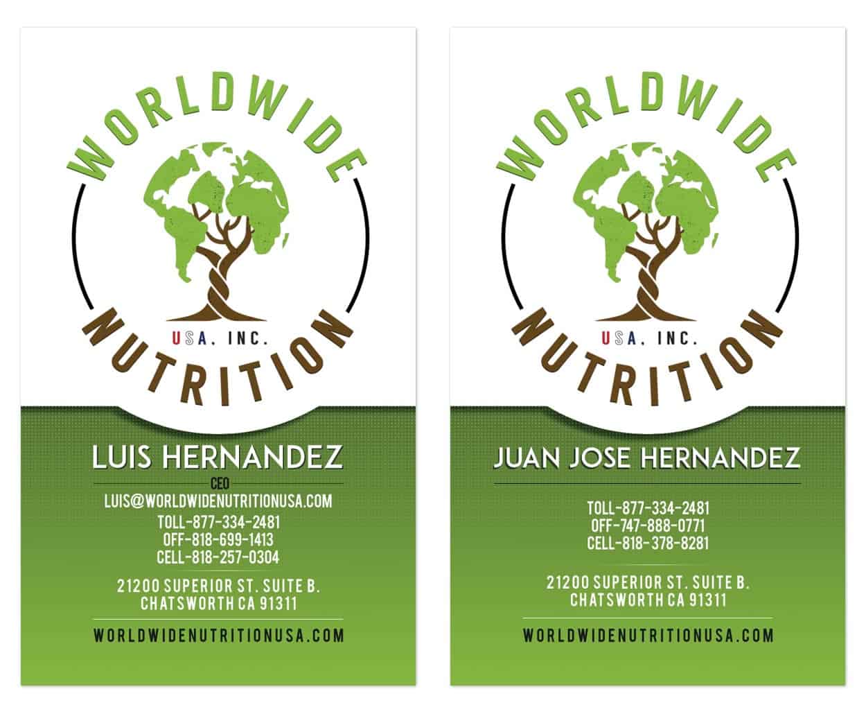 worldwide nutrition - business card design