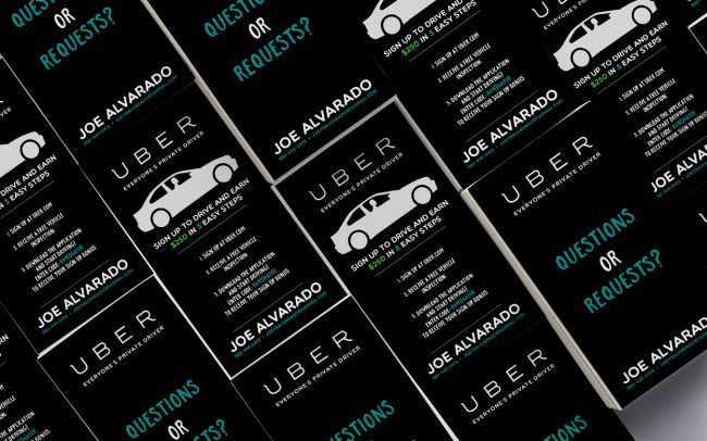 joe alvarado - uber - business card design